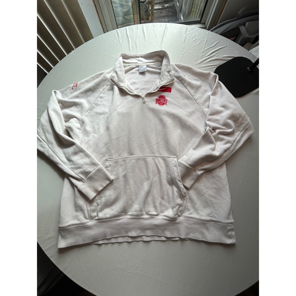 Nike Ohio State Buckeyes Mens XXL Quarter Zip Pullover Sweatshirt Cream White